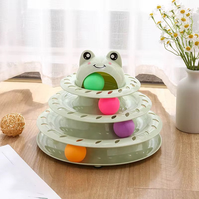 משחק כדורים עגול לחתולים בצבע ירוק