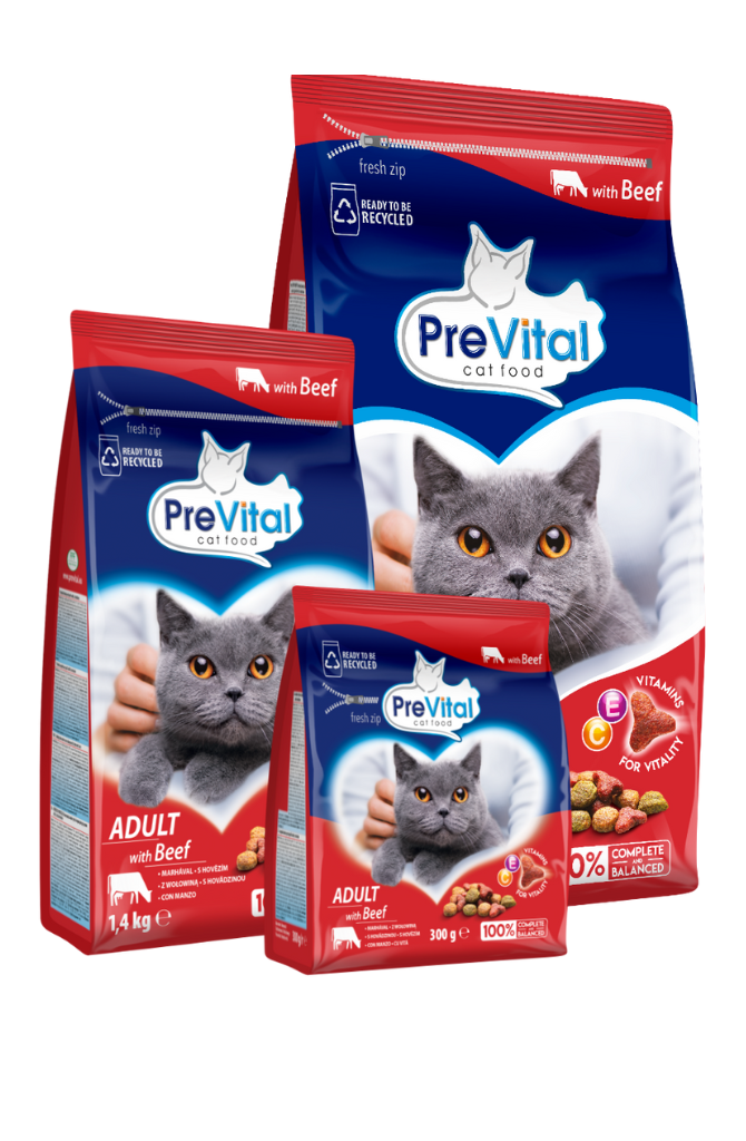 פרוויטאל מזון יבש לחתולים מבוגרים עם בקר | PreVital