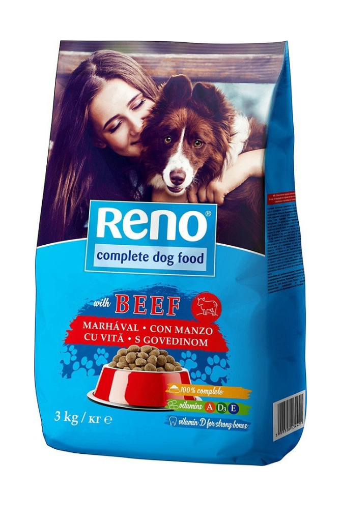 רינו מזון יבש לכלבים בוגרים עם בקר | Reno