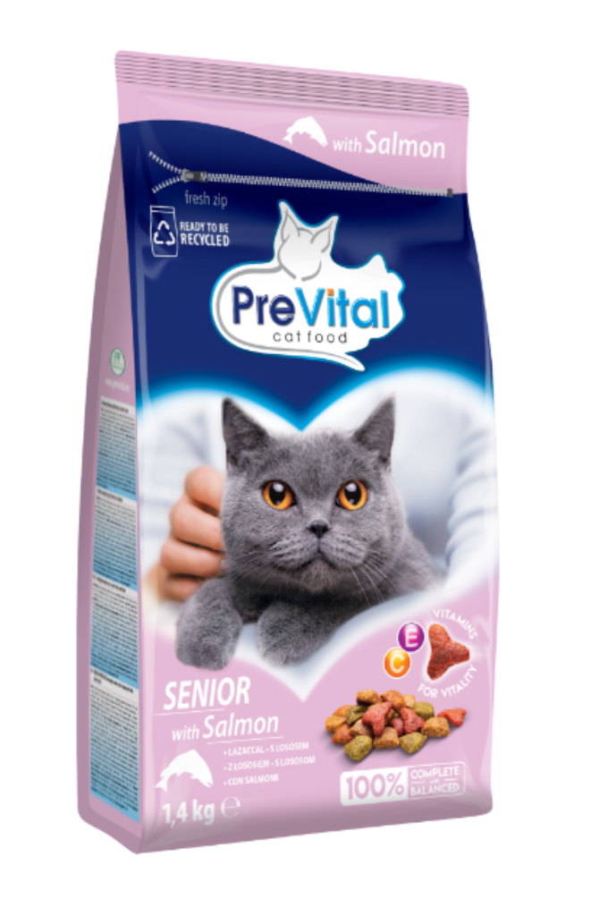 פרוויטאל מזון יבש לחתולים מבוגרים עם סלמון| PreVital
