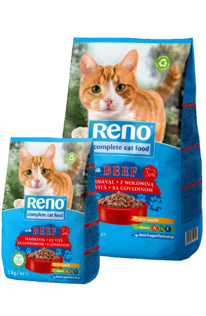 רינו מזון יבש לחתולים עם בקר| Reno