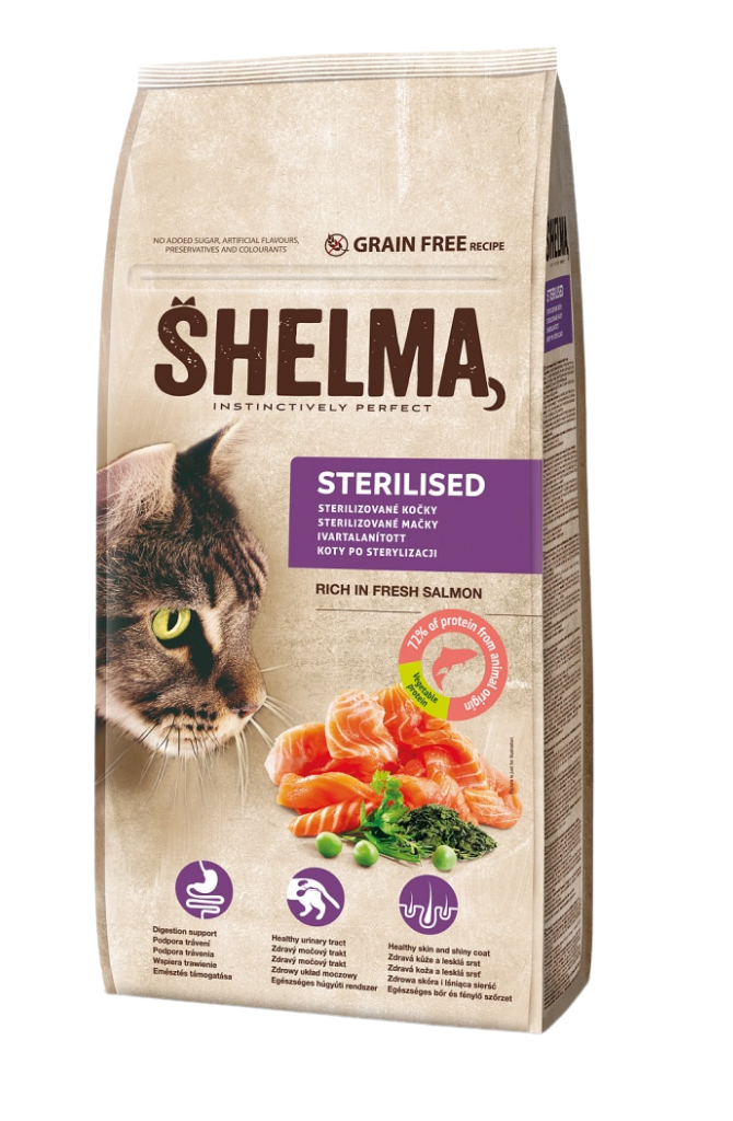 שלמה לחתולים מעוקרים ללא דגנים עשיר בסלמון טרי | Shelma