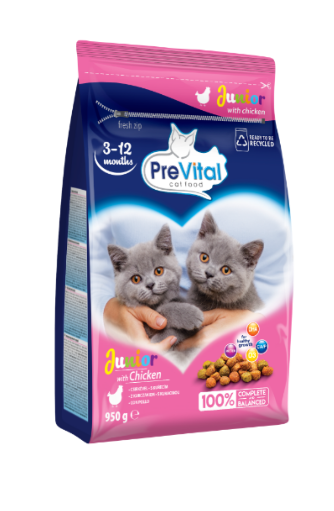 פרוויטאל מזון יבש לגורי חתולים עם עוף | PreVital