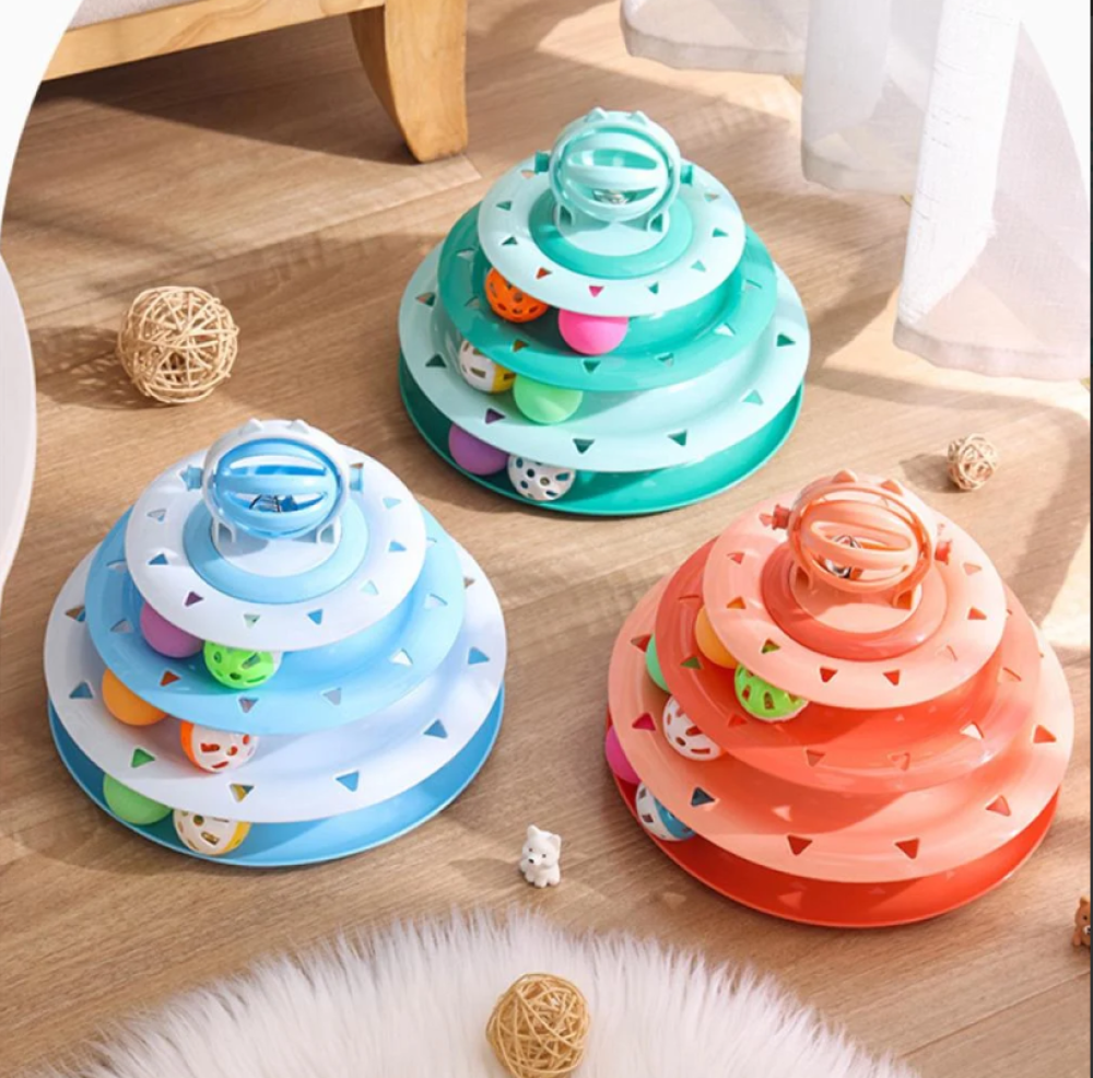 משחק כדורים עגול לחתולים עם 6 כדורים