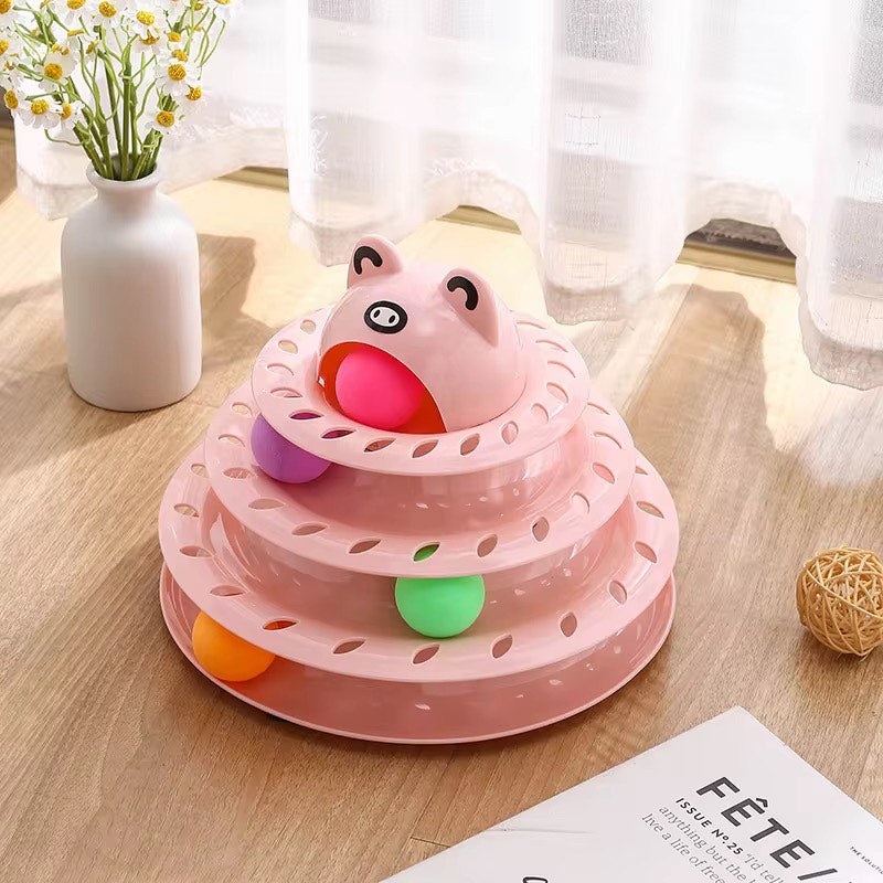 משחק כדורים עגול לחתולים בצבע ורוד