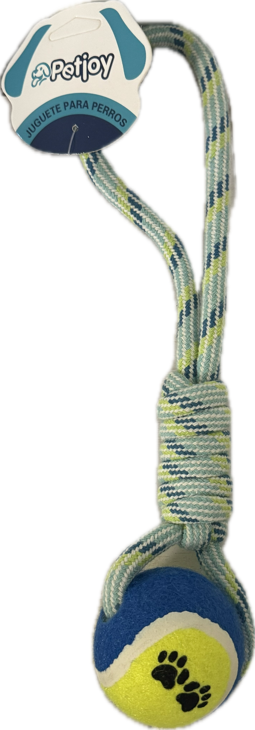 חבל משיכה עם כדור טניס בצבעים PETJOY