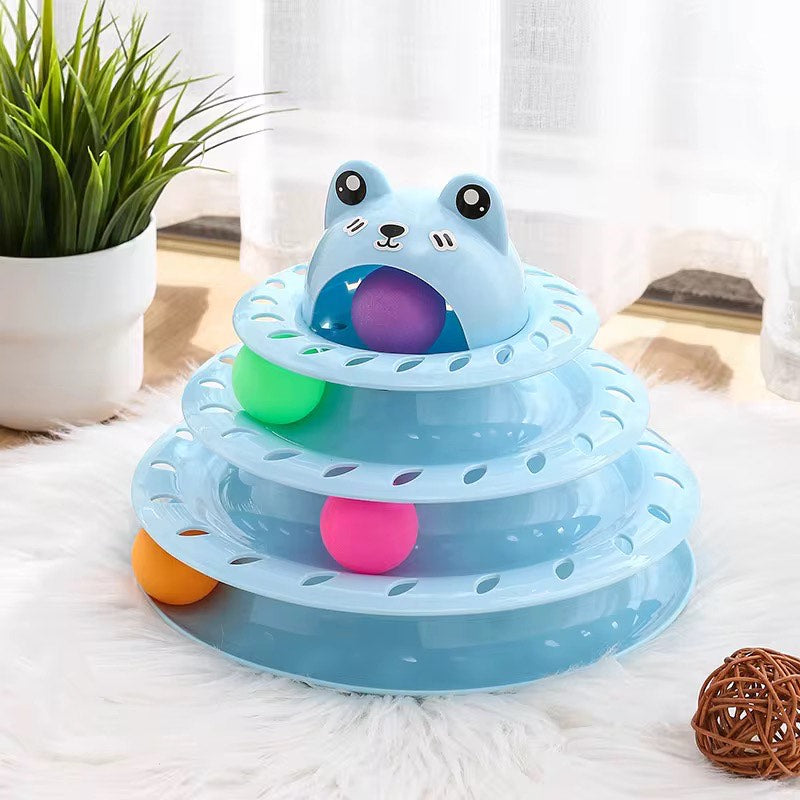 משחק כדורים עגול לחתולים בצבע תכלת